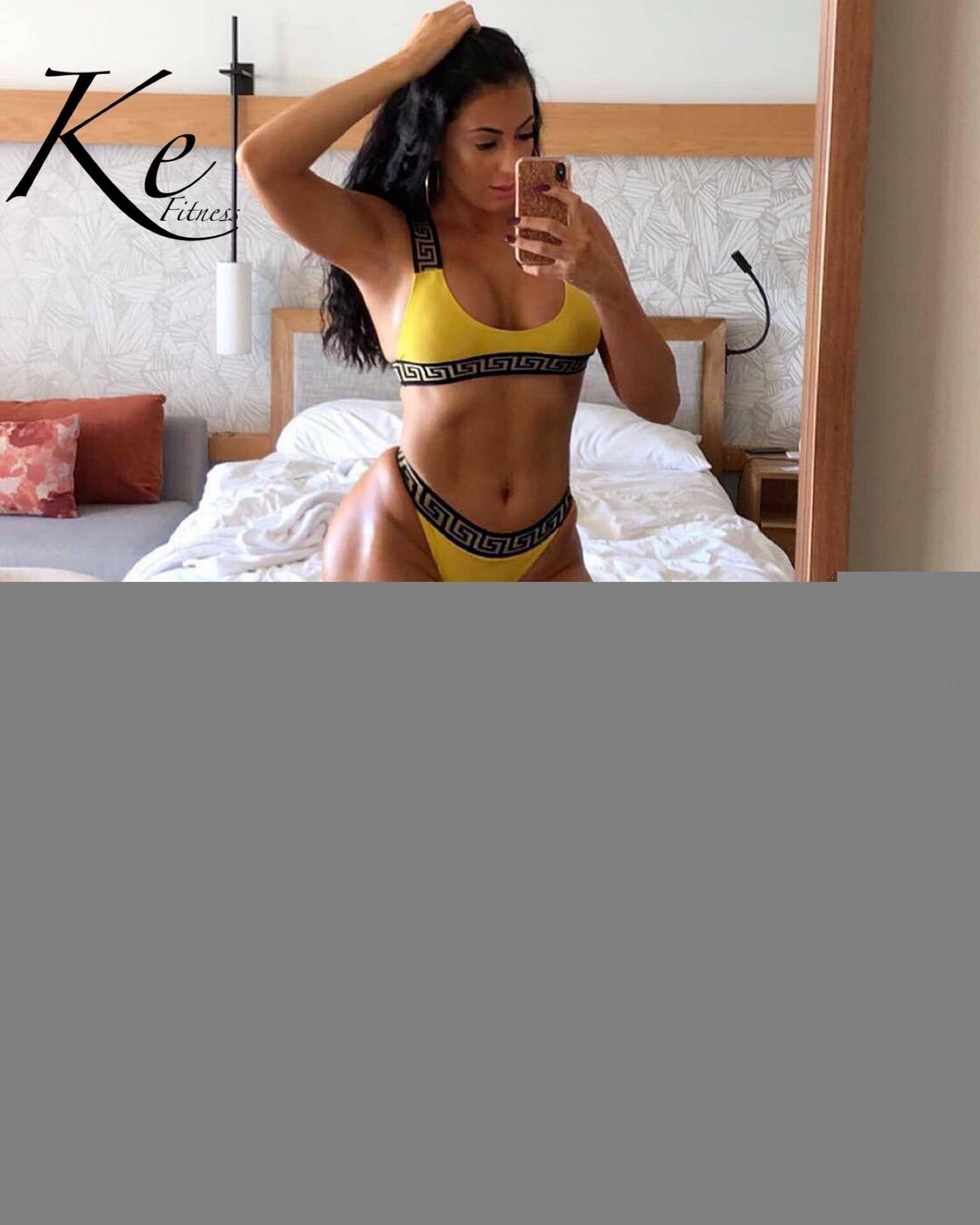 KE 2 pieces swimsuit 2020 fashion striped milk silk without pad swimwear black women's swim suit bikini swimsuit