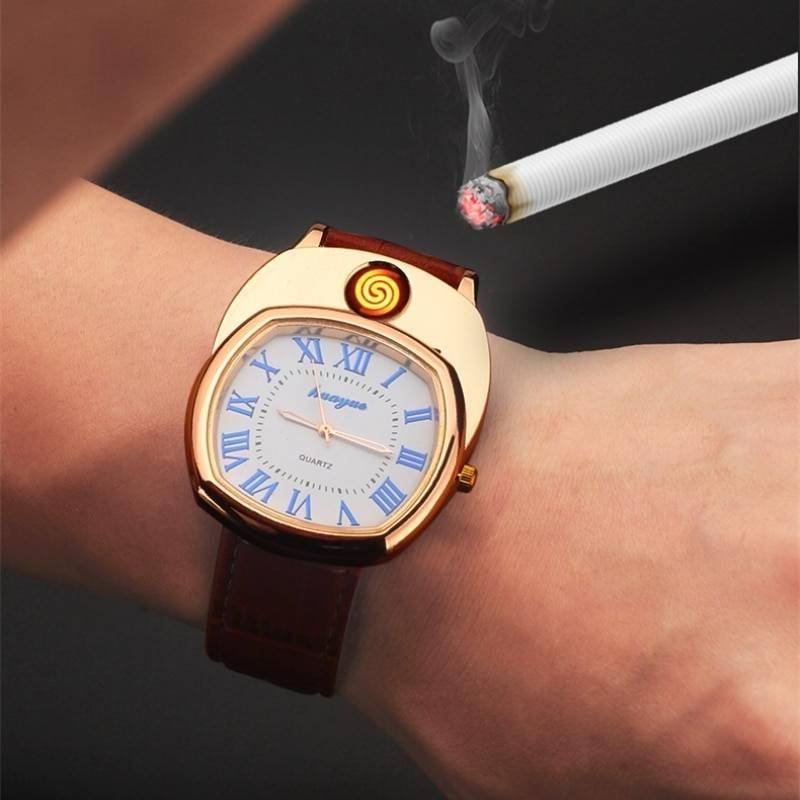 Men watch Quartz Watch with Cigarette Lighter Watch Red light Electronic Flameless Windproof Cigarette Lighter male clock F777 Men watch Quartz Watch with Cigarette Lighter Watch Red light Electronic Flameless Windproof Cigarette Lighter male clock F777