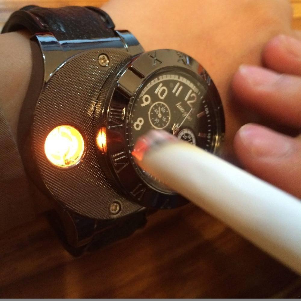 Men watch Quartz Watch with Cigarette Lighter Watch Red light Electronic Flameless Windproof Cigarette Lighter male clock F777 Men watch Quartz Watch with Cigarette Lighter Watch Red light Electronic Flameless Windproof Cigarette Lighter male clock F777