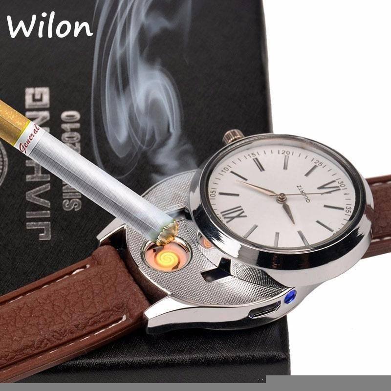 Men watch Quartz Watch with Cigarette Lighter Watch Red light Electronic Flameless Windproof Cigarette Lighter male clock F777 Men watch Quartz Watch with Cigarette Lighter Watch Red light Electronic Flameless Windproof Cigarette Lighter male clock F777