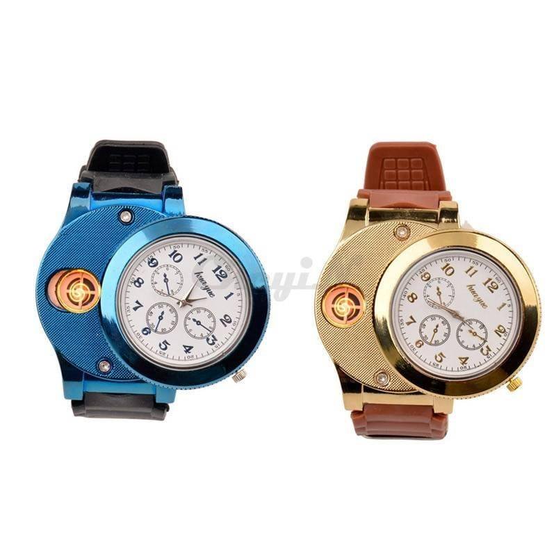 Men watch Quartz Watch with Cigarette Lighter Watch Red light Electronic Flameless Windproof Cigarette Lighter male clock F777 Men watch Quartz Watch with Cigarette Lighter Watch Red light Electronic Flameless Windproof Cigarette Lighter male clock F777