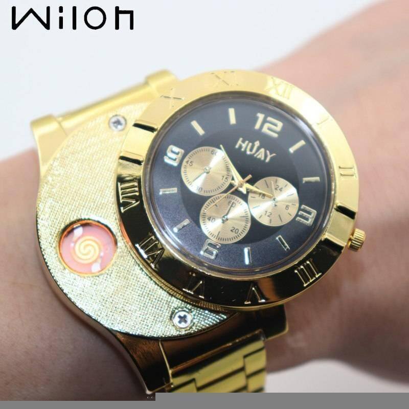 Men watch Quartz Watch with Cigarette Lighter Watch Red light Electronic Flameless Windproof Cigarette Lighter male clock F777 Men watch Quartz Watch with Cigarette Lighter Watch Red light Electronic Flameless Windproof Cigarette Lighter male clock F777