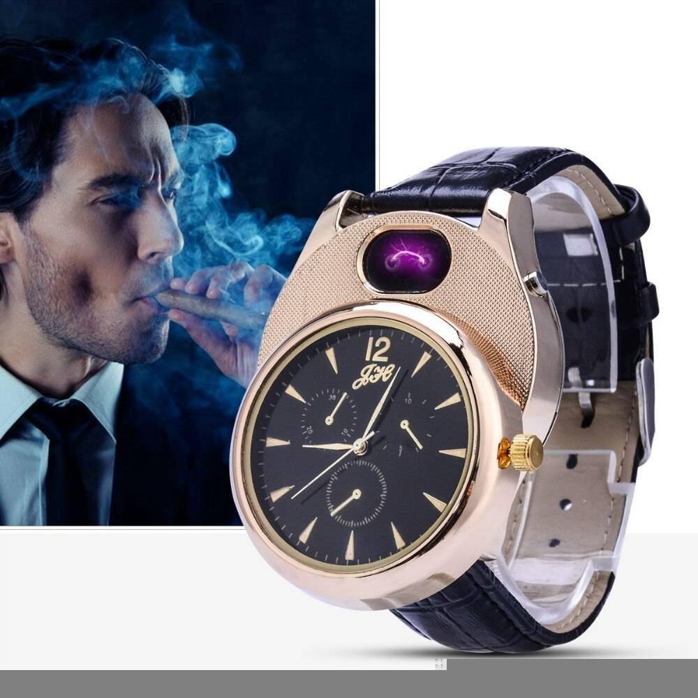 Men watch Quartz Watch with Cigarette Lighter Watch Red light Electronic Flameless Windproof Cigarette Lighter male clock F777 Men watch Quartz Watch with Cigarette Lighter Watch Red light Electronic Flameless Windproof Cigarette Lighter male clock F777