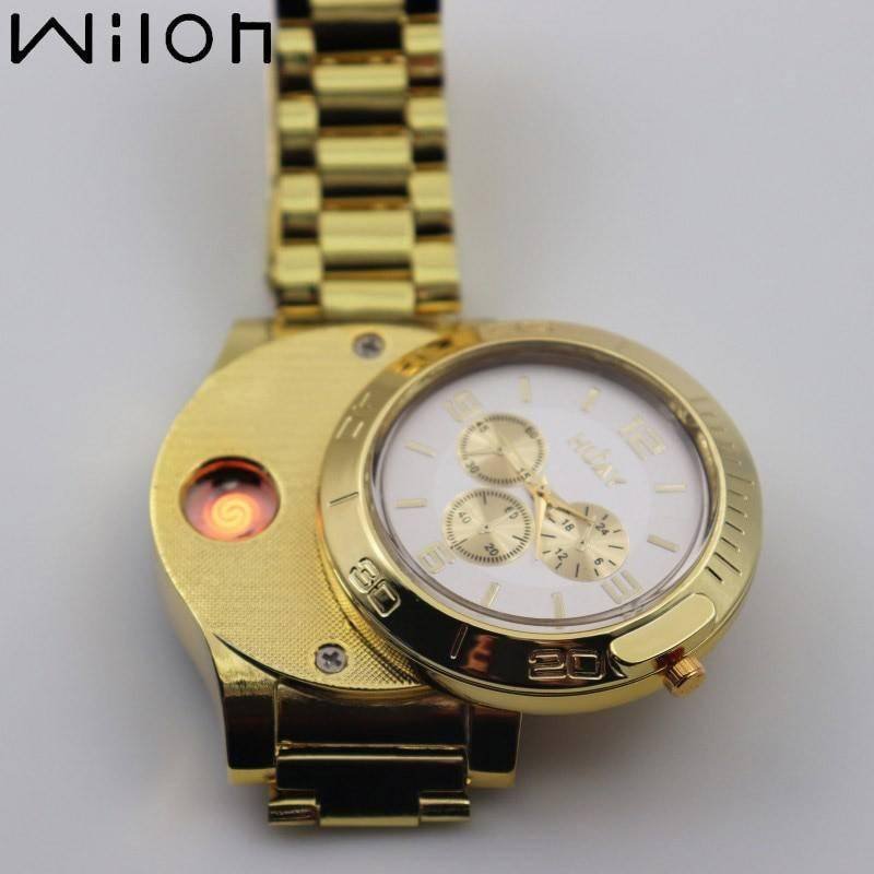 Men watch Quartz Watch with Cigarette Lighter Watch Red light Electronic Flameless Windproof Cigarette Lighter male clock F777 Men watch Quartz Watch with Cigarette Lighter Watch Red light Electronic Flameless Windproof Cigarette Lighter male clock F777