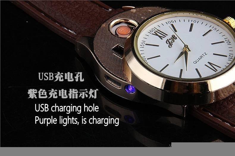 Men watch Quartz Watch with Cigarette Lighter Watch Red light Electronic Flameless Windproof Cigarette Lighter male clock F777 Men watch Quartz Watch with Cigarette Lighter Watch Red light Electronic Flameless Windproof Cigarette Lighter male clock F777