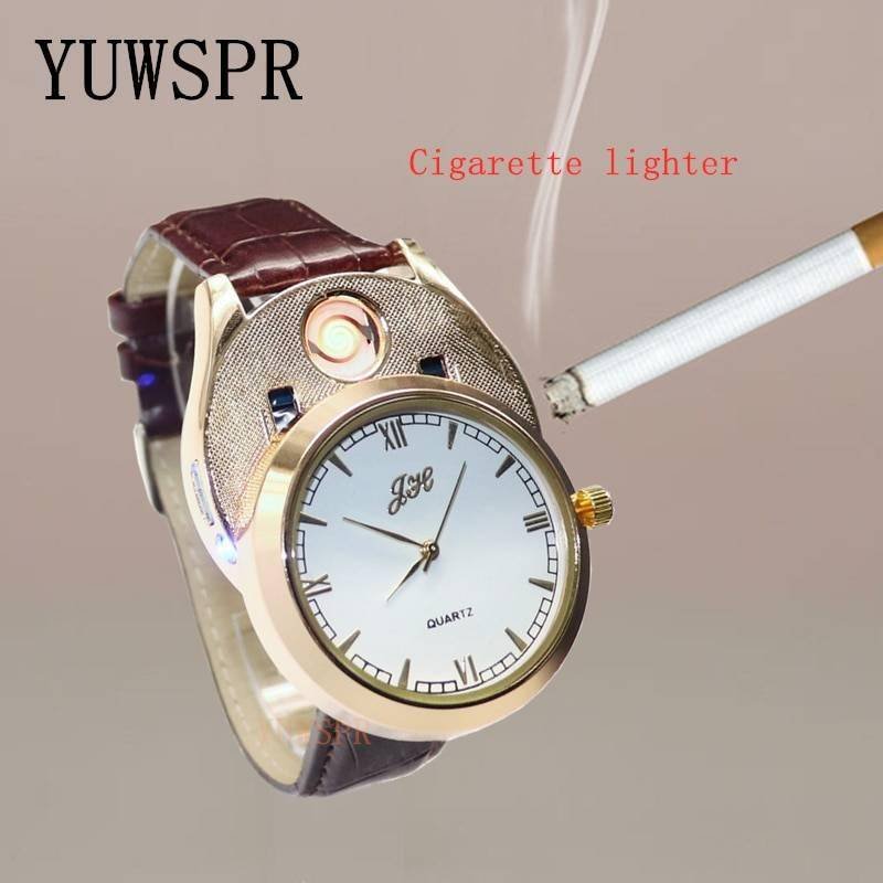 Men watch Quartz Watch with Cigarette Lighter Watch Red light Electronic Flameless Windproof Cigarette Lighter male clock F777 Men watch Quartz Watch with Cigarette Lighter Watch Red light Electronic Flameless Windproof Cigarette Lighter male clock F777