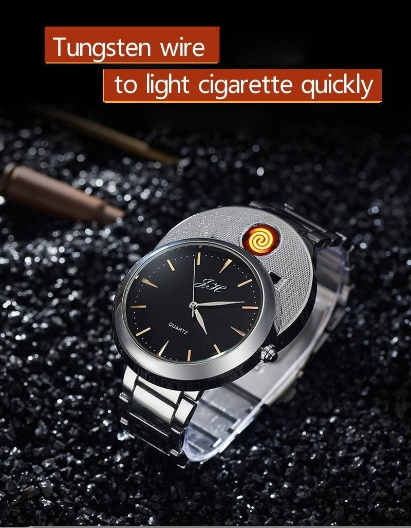 Men watch Quartz Watch with Cigarette Lighter Watch Red light Electronic Flameless Windproof Cigarette Lighter male clock F777 Men watch Quartz Watch with Cigarette Lighter Watch Red light Electronic Flameless Windproof Cigarette Lighter male clock F777