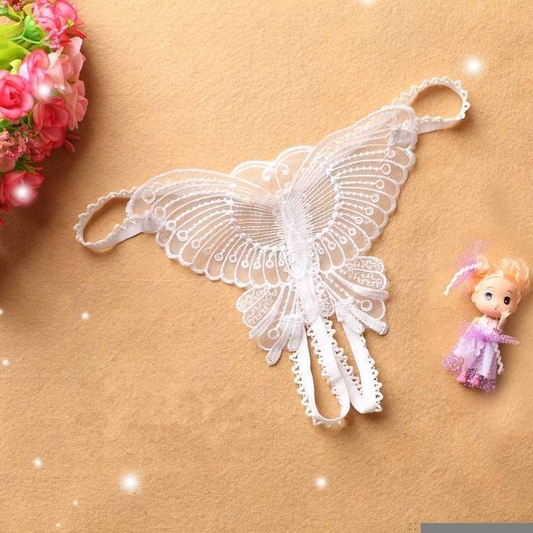 Sexy Women Lace Hollow out Butterfly Shaped G-String Open Crotch Underwear Lingerie Panties