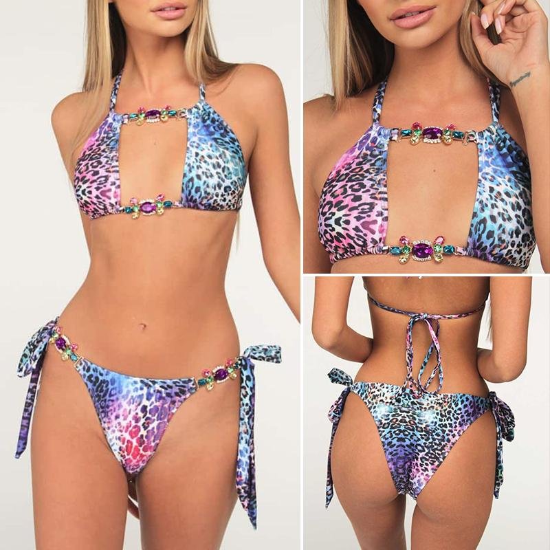 2021 Snake Skin Halter Diamond Bikini women Hollow out Swimsuit female Thong Swimwear Rhinestone Bikini Set Bathing Suit Swim 2021 Snake Skin Halter Diamond Bikini women Hollow out Swimsuit female Thong Swimwear Rhinestone Bikini Set Bathing Suit Swim