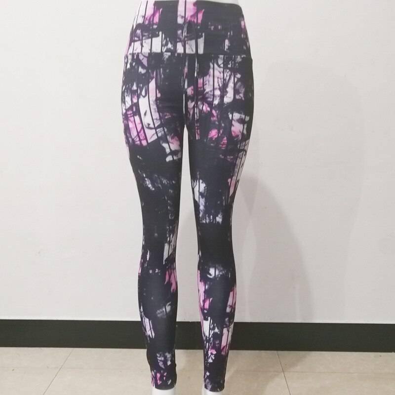 NORMOV New Women Push Up Leggings High Waist Polyester Abstract Lines Printing Jeggings Sexy Slim High Elastic Workout Leggings