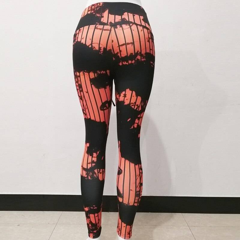 NORMOV New Women Push Up Leggings High Waist Polyester Abstract Lines Printing Jeggings Sexy Slim High Elastic Workout Leggings