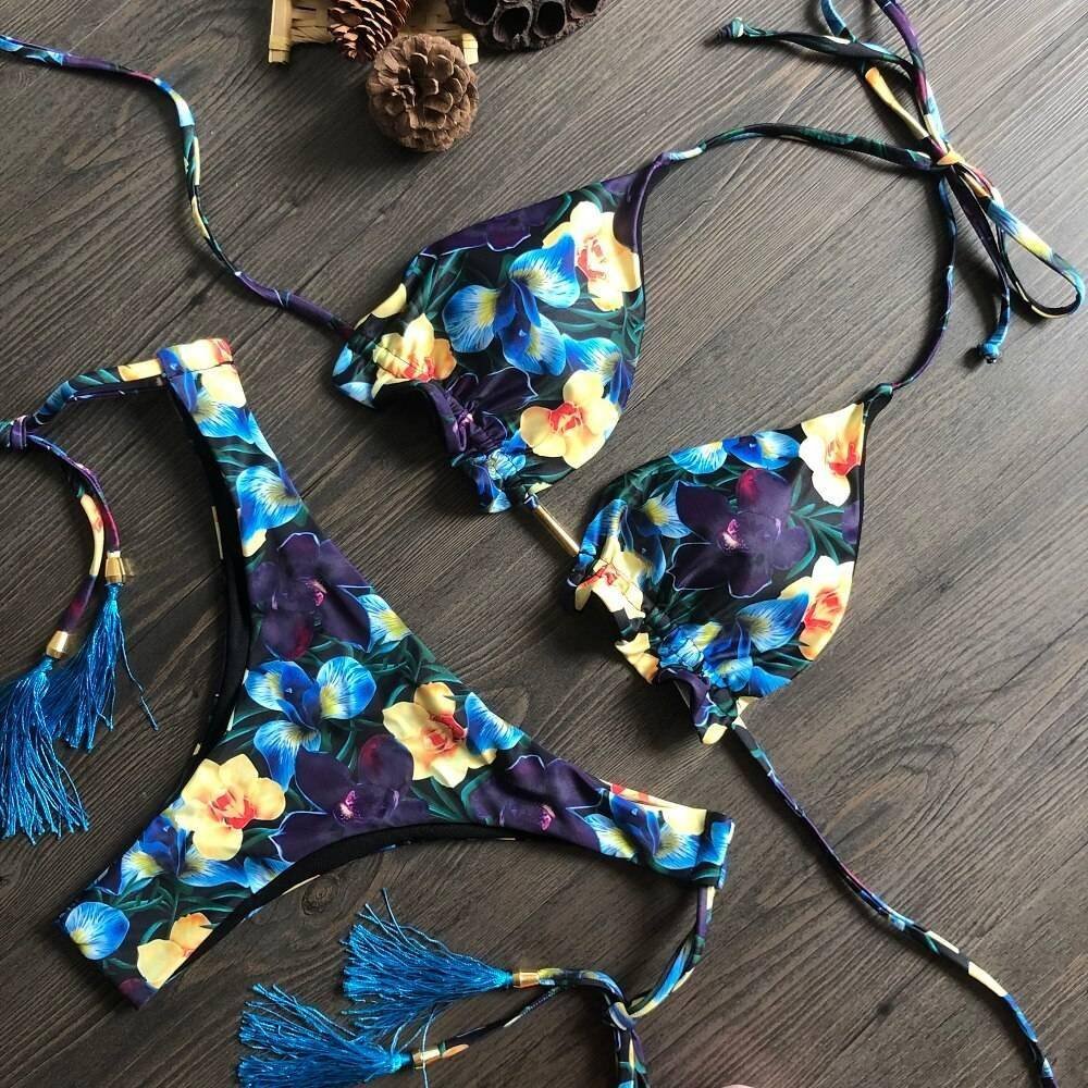 2020 Popular Womens Beachwear Sexy Bikini Set Hot Stamp Sport Swimwear Push-Up Padded Swimsuit Bodysuit Exquisite Bather Swimwea