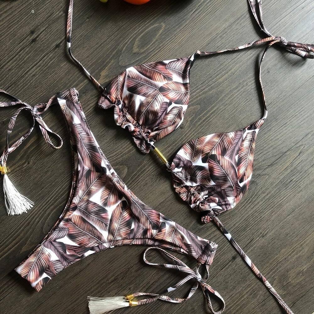 2020 Popular Womens Beachwear Sexy Bikini Set Hot Stamp Sport Swimwear Push-Up Padded Swimsuit Bodysuit Exquisite Bather Swimwea