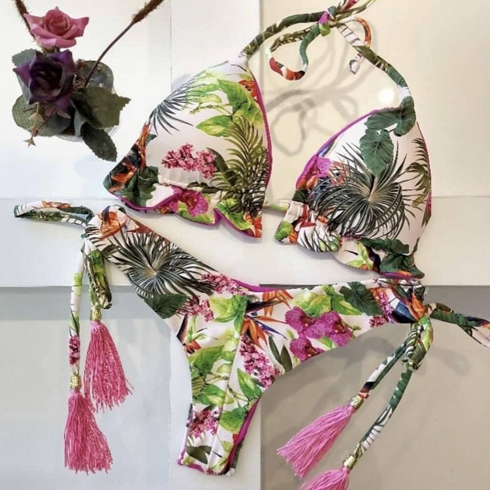 2020 Popular Womens Beachwear Sexy Bikini Set Hot Stamp Sport Swimwear Push-Up Padded Swimsuit Bodysuit Exquisite Bather Swimwea