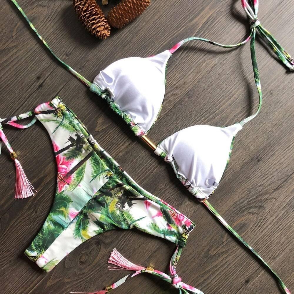2020 Popular Womens Beachwear Sexy Bikini Set Hot Stamp Sport Swimwear Push-Up Padded Swimsuit Bodysuit Exquisite Bather Swimwea