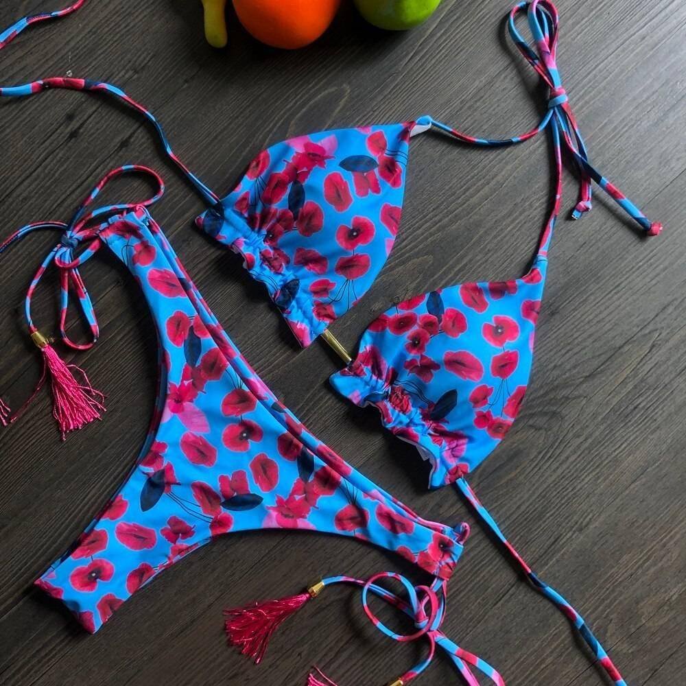 2020 Popular Womens Beachwear Sexy Bikini Set Hot Stamp Sport Swimwear Push-Up Padded Swimsuit Bodysuit Exquisite Bather Swimwea