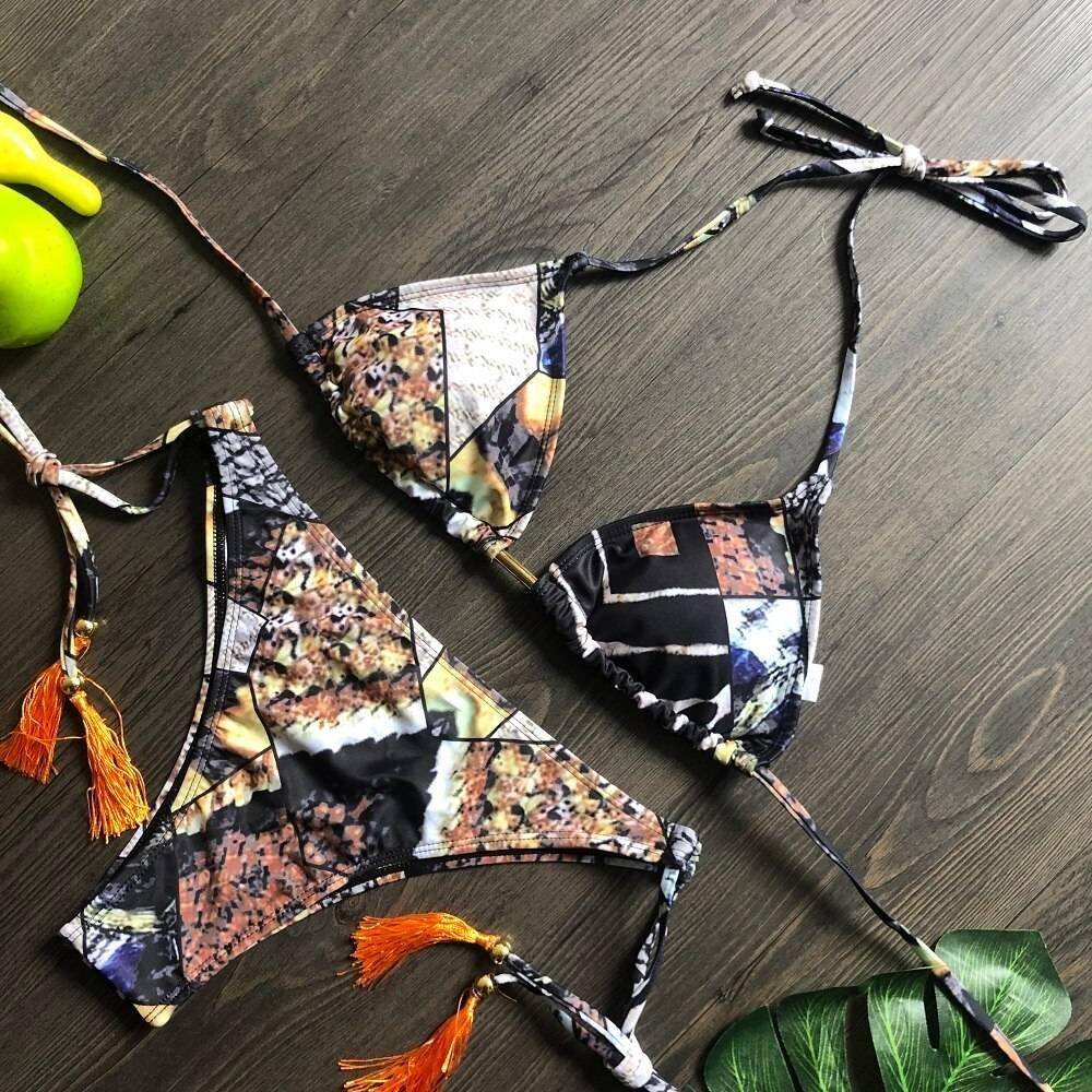 2020 Popular Womens Beachwear Sexy Bikini Set Hot Stamp Sport Swimwear Push-Up Padded Swimsuit Bodysuit Exquisite Bather Swimwea