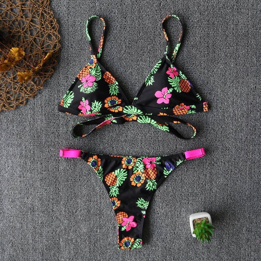 2020 Sexy Bikini Print Floral Ruffled Bikinis Swimwear Women Female Bathing Swimsuit Brazilian Biquini Beach Wear
