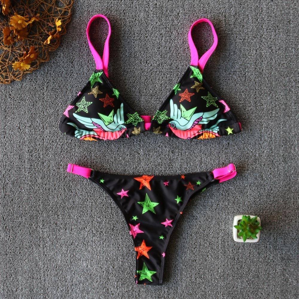 2020 Sexy Bikini Print Floral Ruffled Bikinis Swimwear Women Female Bathing Swimsuit Brazilian Biquini Beach Wear