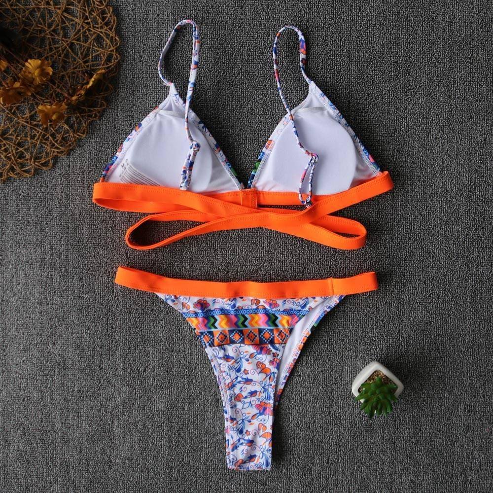 2020 Sexy Bikini Print Floral Ruffled Bikinis Swimwear Women Female Bathing Swimsuit Brazilian Biquini Beach Wear