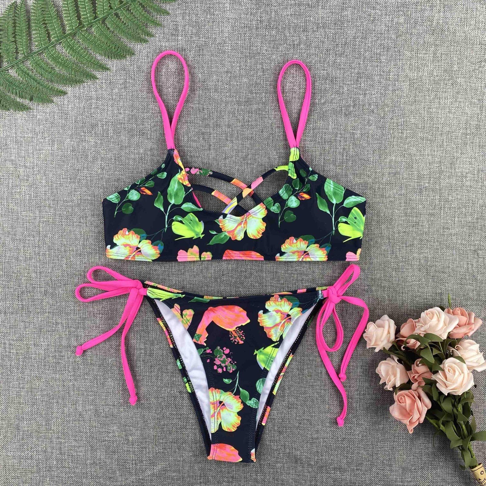 2020 Sexy Bikini Print Floral Ruffled Bikinis Swimwear Women Female Bathing Swimsuit Brazilian Biquini Beach Wear
