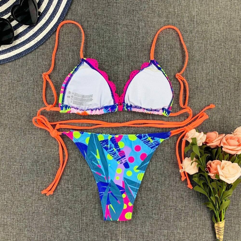 2020 Sexy Bikini Print Floral Ruffled Bikinis Swimwear Women Female Bathing Swimsuit Brazilian Biquini Beach Wear