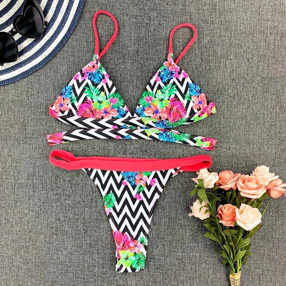 2020 Sexy Bikini Print Floral Ruffled Bikinis Swimwear Women Female Bathing Swimsuit Brazilian Biquini Beach Wear