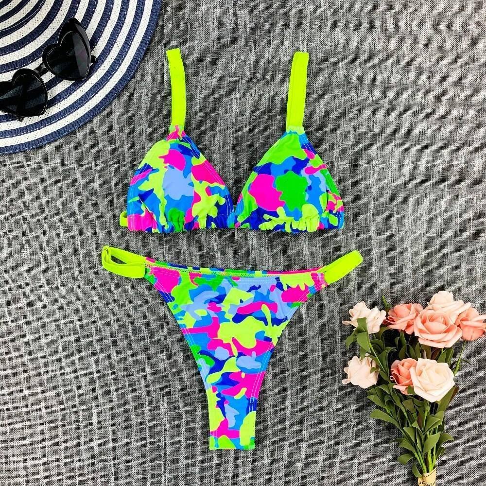 2020 Sexy Bikini Print Floral Ruffled Bikinis Swimwear Women Female Bathing Swimsuit Brazilian Biquini Beach Wear