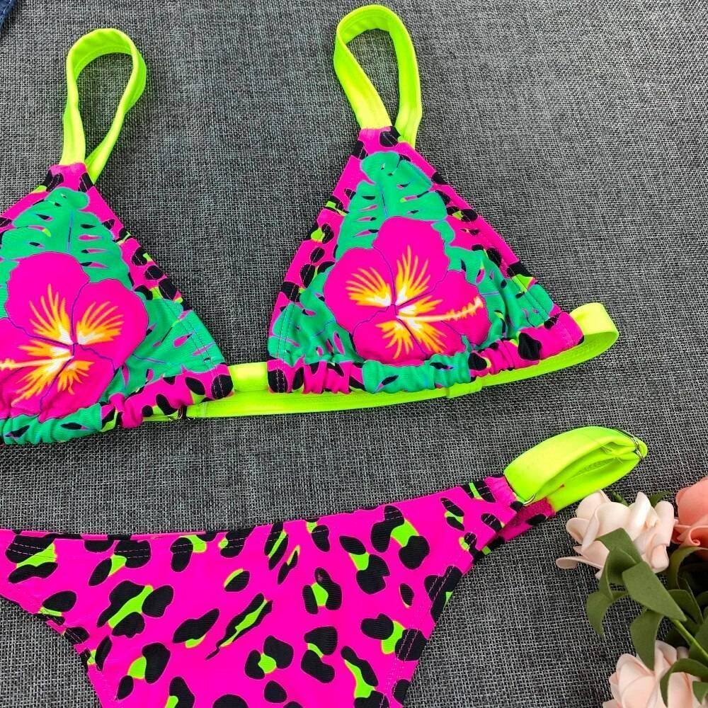 2020 Sexy Bikini Print Floral Ruffled Bikinis Swimwear Women Female Bathing Swimsuit Brazilian Biquini Beach Wear