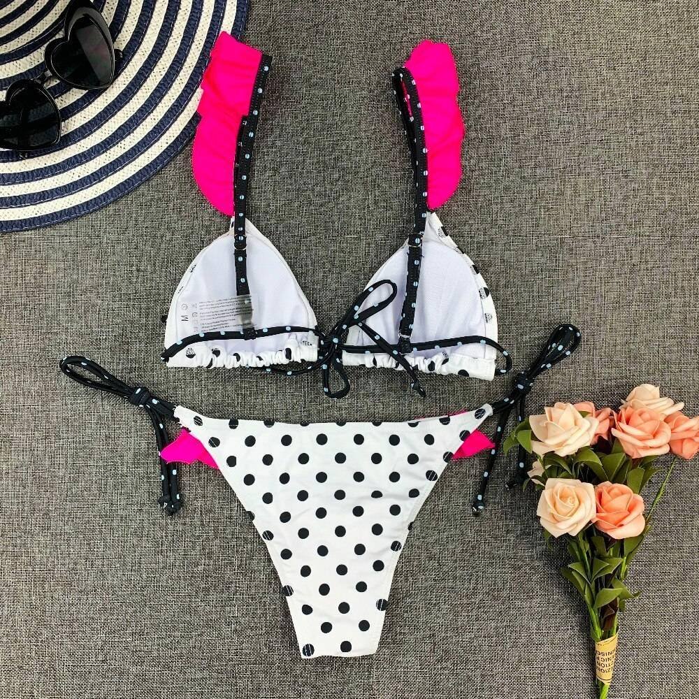 2020 Sexy Bikini Print Floral Ruffled Bikinis Swimwear Women Female Bathing Swimsuit Brazilian Biquini Beach Wear
