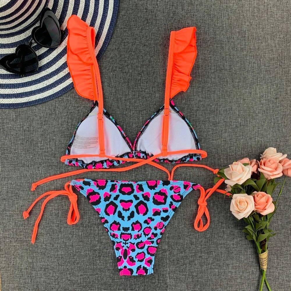 2020 Sexy Bikini Print Floral Ruffled Bikinis Swimwear Women Female Bathing Swimsuit Brazilian Biquini Beach Wear