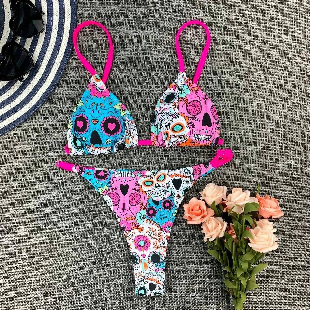 2020 Sexy Bikini Print Floral Ruffled Bikinis Swimwear Women Female Bathing Swimsuit Brazilian Biquini Beach Wear