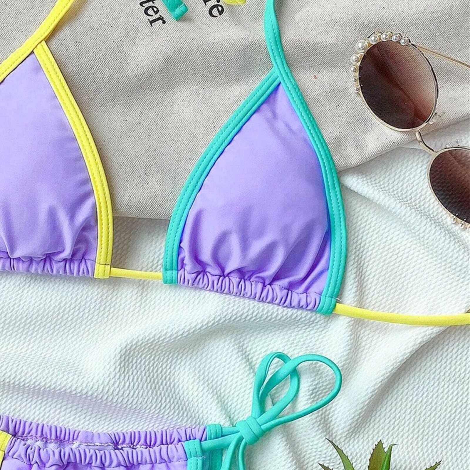2021 Sexy Thong Micro Bikinis Women Swimsuits Color Border Push up Swimwear Female Bikini Set Brazilian Biquini Bathing Suits 2021 Sexy Thong Micro Bikinis Women Swimsuits Color Border Push up Swimwear Female Bikini Set Brazilian Biquini Bathing Suits