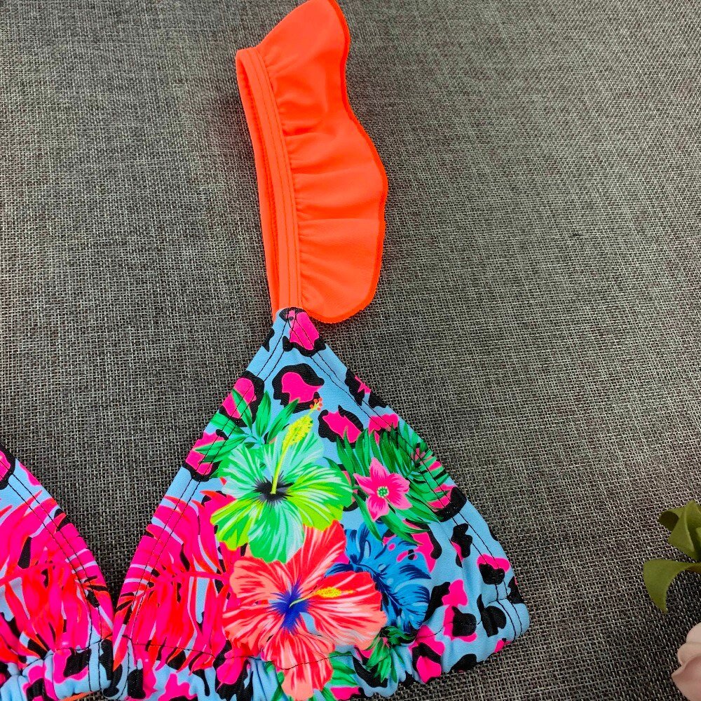 2020 Sexy Bikini Print Floral Ruffled Bikinis Swimwear Women Female Bathing Swimsuit Brazilian Biquini Beach Wear