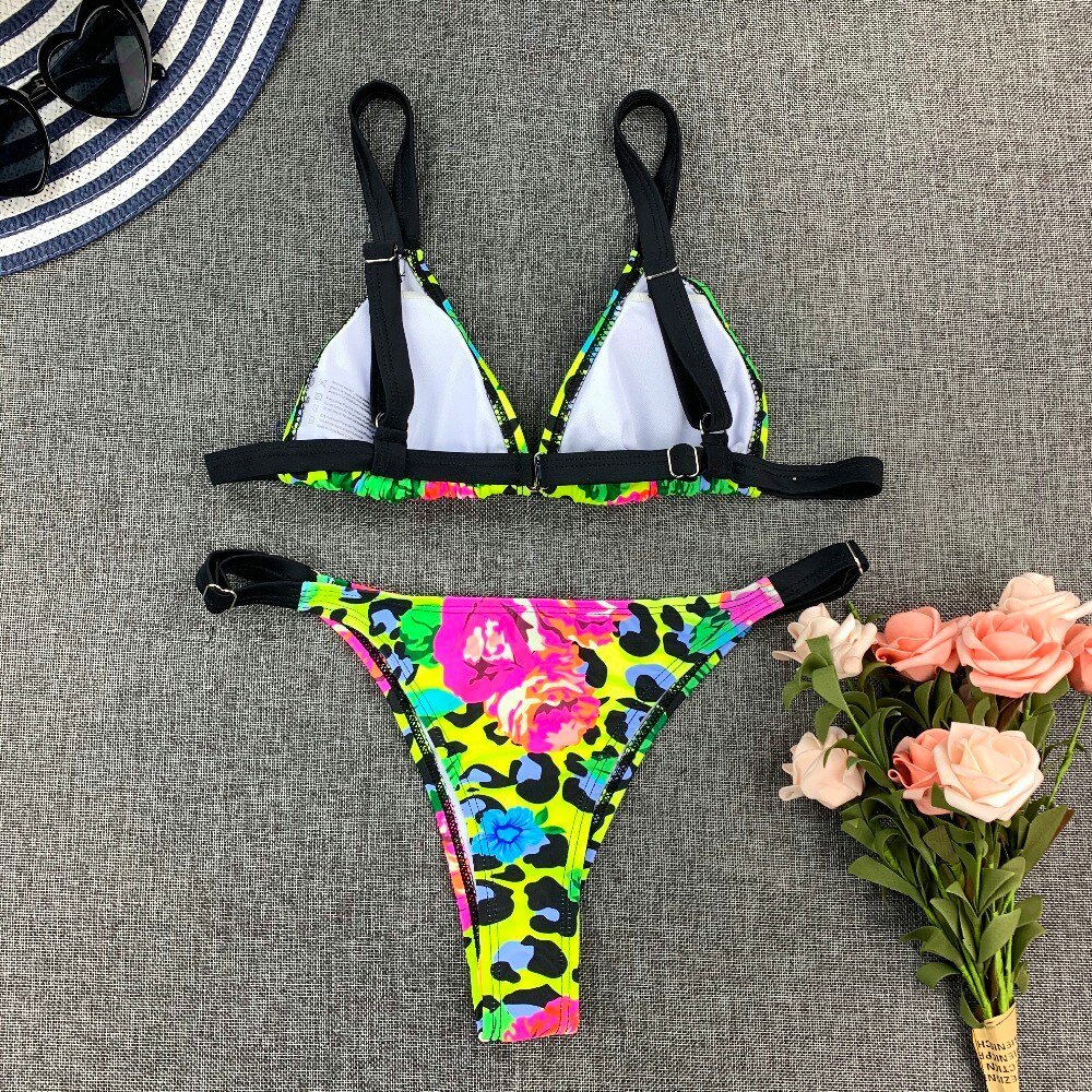 2020 Sexy Bikini Print Floral Ruffled Bikinis Swimwear Women Female Bathing Swimsuit Brazilian Biquini Beach Wear