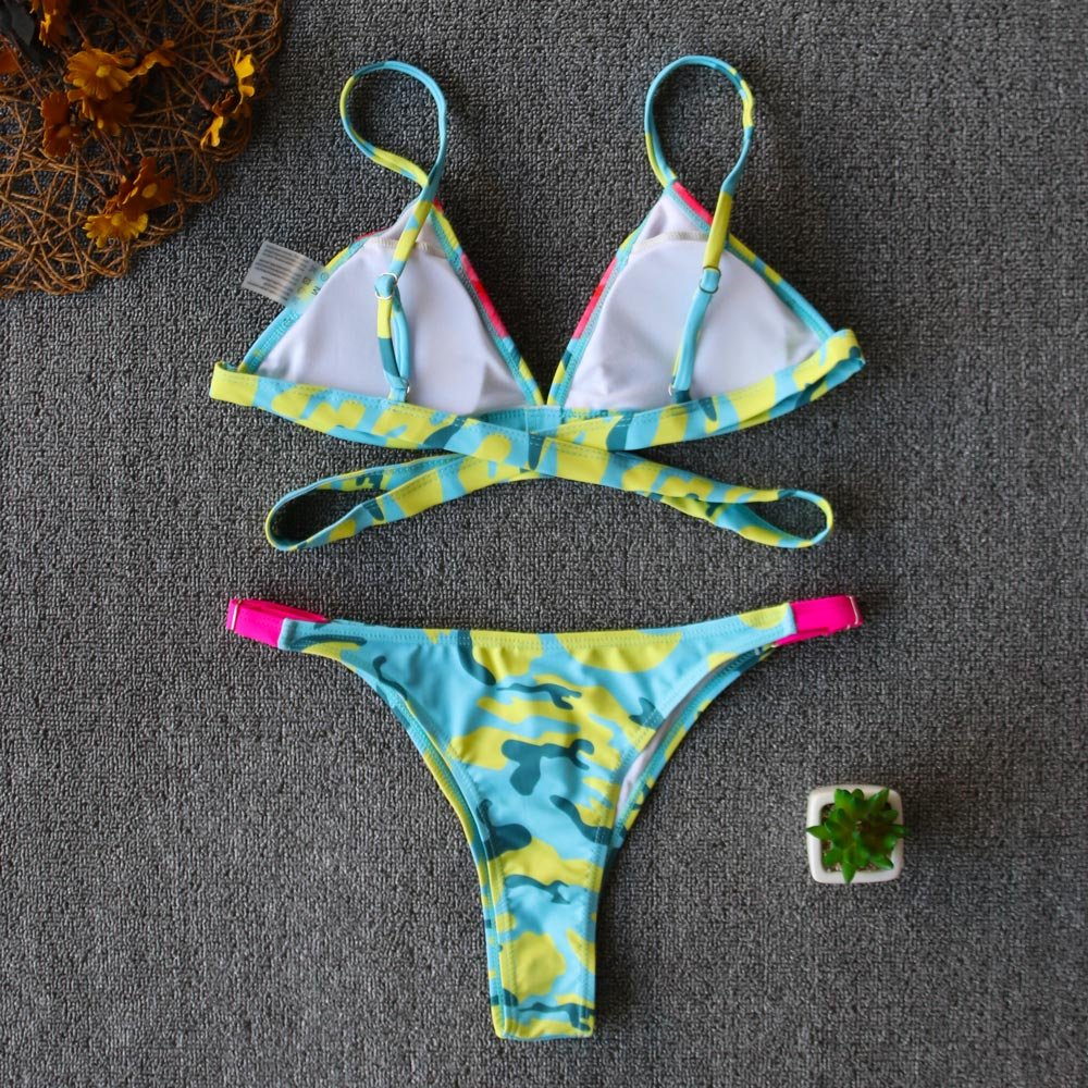 2020 Sexy Bikini Print Floral Ruffled Bikinis Swimwear Women Female Bathing Swimsuit Brazilian Biquini Beach Wear