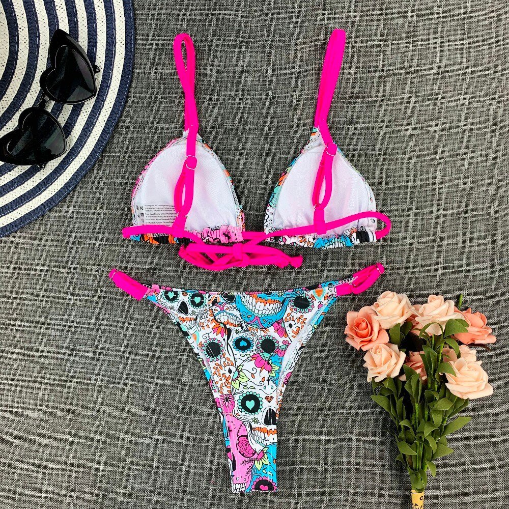 2020 Sexy Bikini Print Floral Ruffled Bikinis Swimwear Women Female Bathing Swimsuit Brazilian Biquini Beach Wear