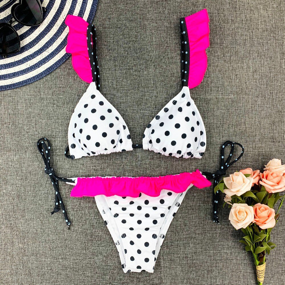 2020 Sexy Bikini Print Floral Ruffled Bikinis Swimwear Women Female Bathing Swimsuit Brazilian Biquini Beach Wear