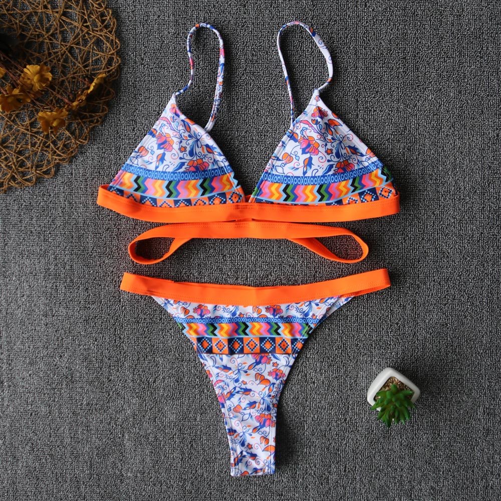 2020 Sexy Bikini Print Floral Ruffled Bikinis Swimwear Women Female Bathing Swimsuit Brazilian Biquini Beach Wear