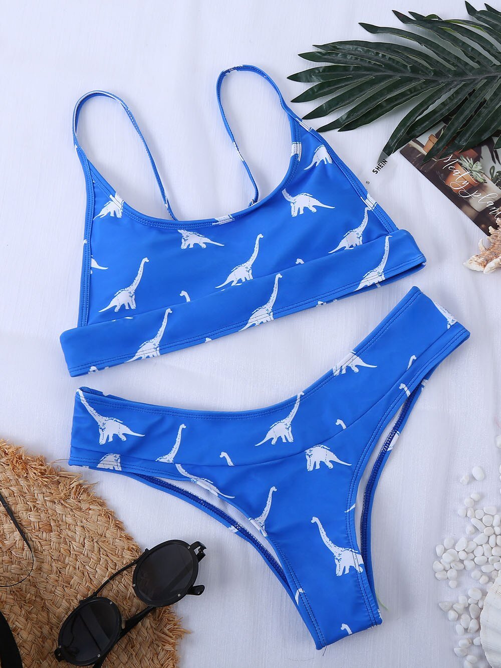 2021 Sexy Yellow Dinosaur Print Swimsuit Women bathers Bandeau Bikinis Woman Push up Swimwear Sport Swimming bathing suit Lovely