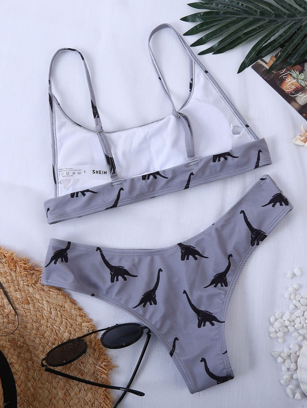 2021 Sexy Yellow Dinosaur Print Swimsuit Women bathers Bandeau Bikinis Woman Push up Swimwear Sport Swimming bathing suit Lovely