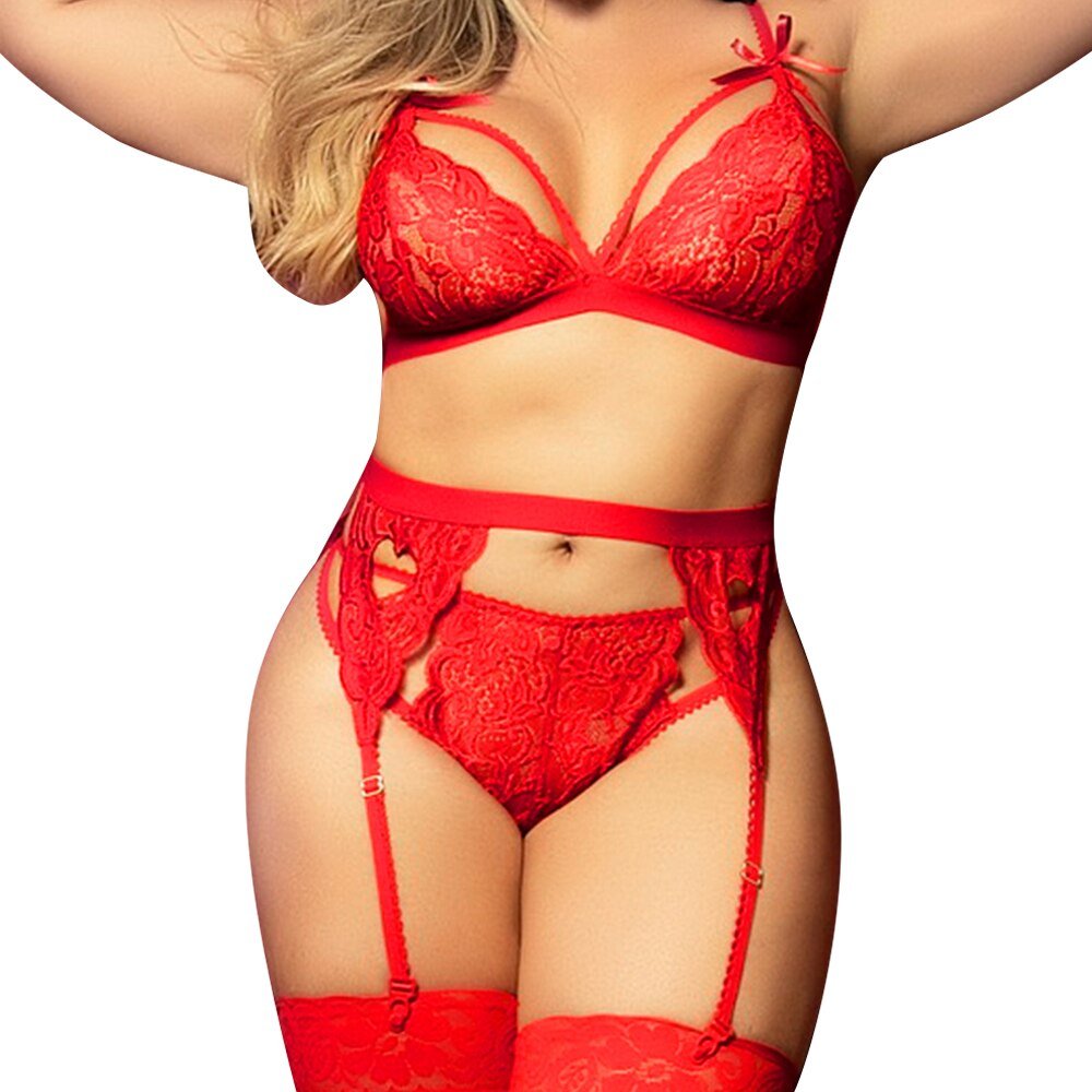 Plus Size Women Sexy Lace Half Cup Lingerie set Bra+ Panties+Garters 3 Pcs 5XL large size Underwear Lenceria Erotic Lingerie D30 Plus Size Women Sexy Lace Half Cup Lingerie set Bra+ Panties+Garters 3 Pcs 5XL large size Underwear Lenceria Erotic Lingerie D30