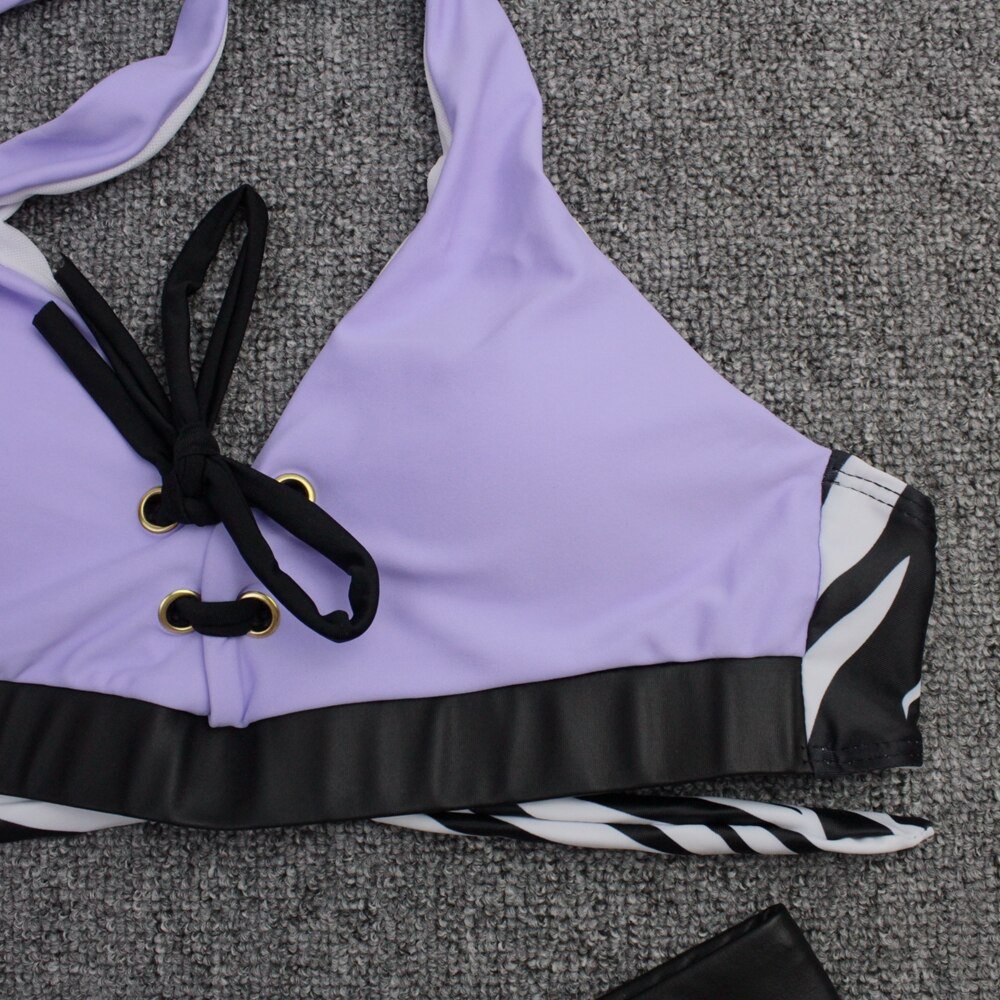 Sexy Black Bikini 2021 Women Swimsuit Halter Top Bandage Swimwear High Waist Bikinis Set Swimming Wear for Feamel Bathing Suit