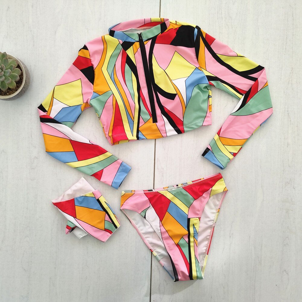 2020 Sexy Long Sleeve Bikinis Women Swimsuit Green Leaves Print Bathing Suits Beachwear Brazilian Bikini Set Biquini Female 2020 Sexy Long Sleeve Bikinis Women Swimsuit Green Leaves Print Bathing Suits Beachwear Brazilian Bikini Set Biquini Female