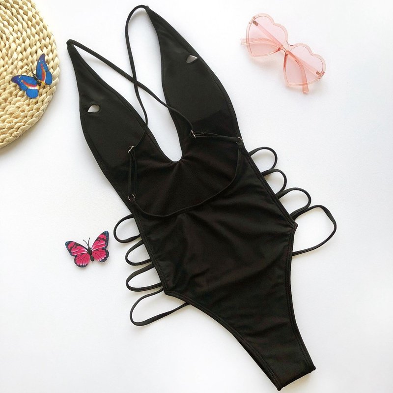 Reversible Swimsuit Tanga One Piece Swimsuit Sexy Tummy Cut Swimwear Halter Monokini High Leg Cut Bathing Suit Thong Swimsuits