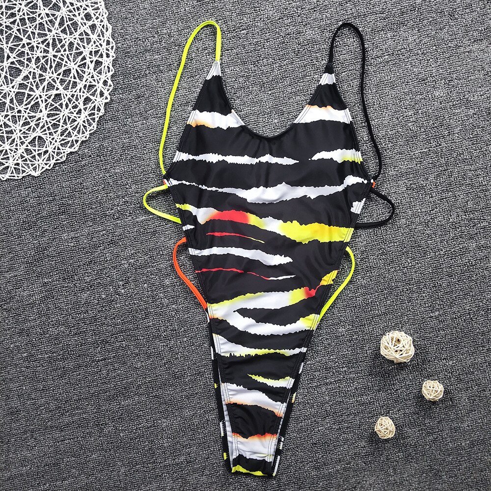Reversible Swimsuit Tanga One Piece Swimsuit Sexy Tummy Cut Swimwear Halter Monokini High Leg Cut Bathing Suit Thong Swimsuits