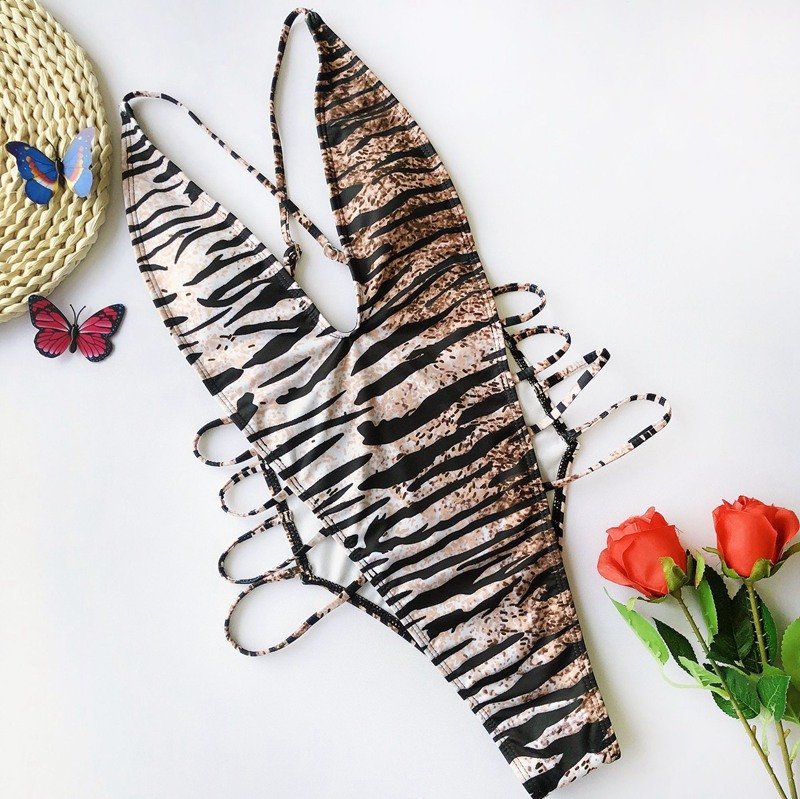 Reversible Swimsuit Tanga One Piece Swimsuit Sexy Tummy Cut Swimwear Halter Monokini High Leg Cut Bathing Suit Thong Swimsuits