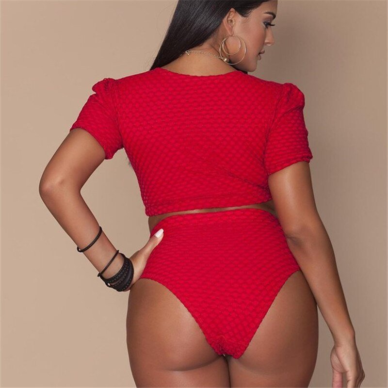 XL-4XL Plus Size Bikini Set Pad Zipper Front Swimsuit Large Swimwear 2019 High Waist Monokini Female Short Sleeve Bathing Suit XL-4XL Plus Size Bikini Set Pad Zipper Front Swimsuit Large Swimwear 2019 High Waist Monokini Female Short Sleeve Bathing Suit