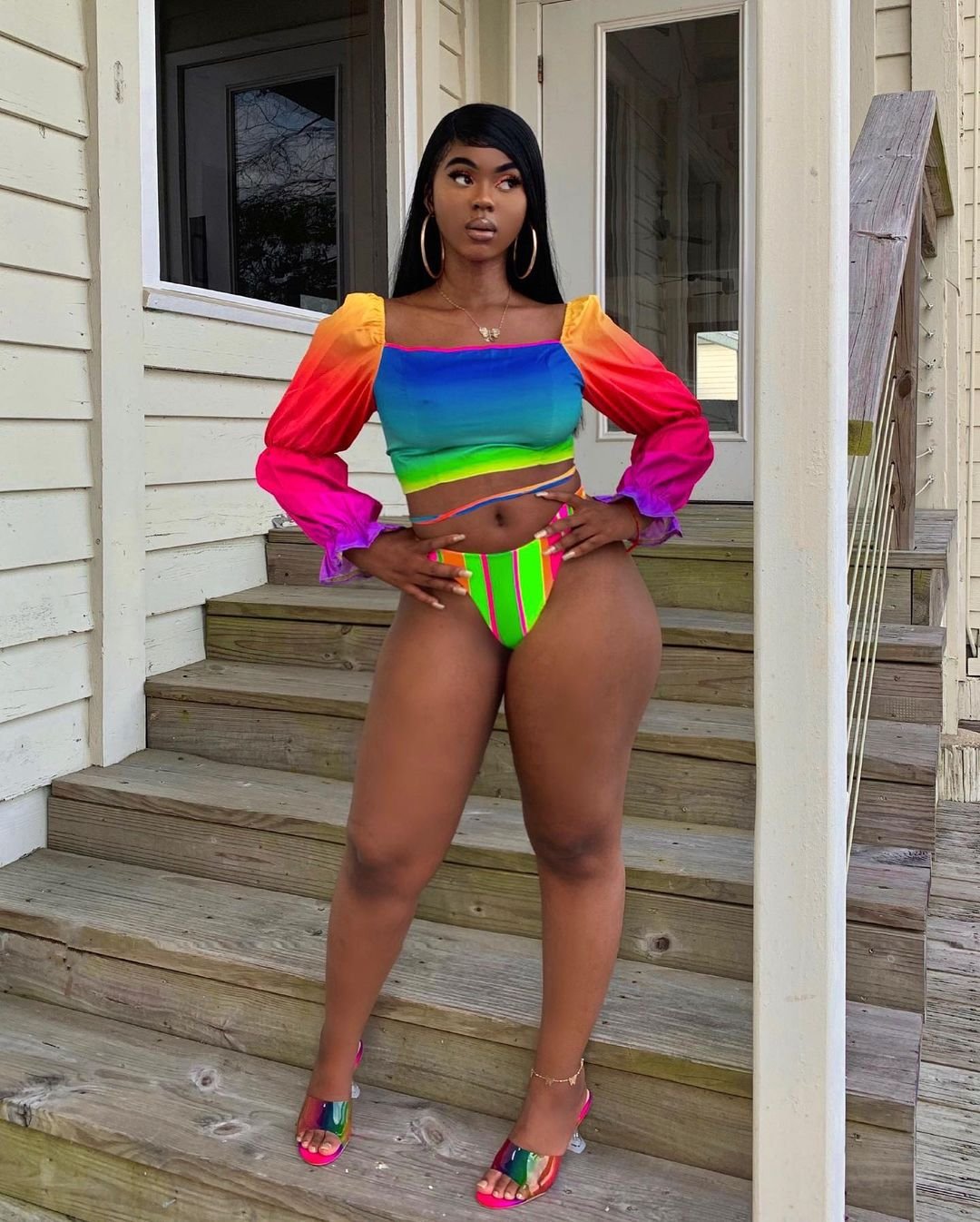 Tie Dye Swimwear 2021 Women's Swimsuit Separate Long Sleeve Swimming Suit Push Up Bikinis Bachelorette Party Trikini