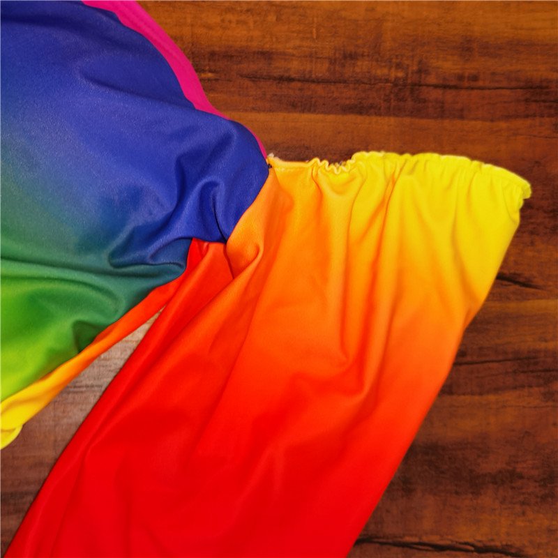 Tie Dye Swimwear 2021 Women's Swimsuit Separate Long Sleeve Swimming Suit Push Up Bikinis Bachelorette Party Trikini